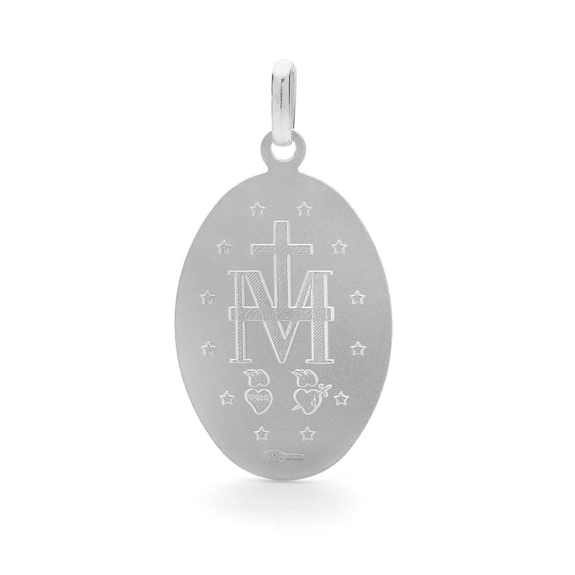 20x14mm Sterling Silver Our Lady of Miraculous Medal Pendant