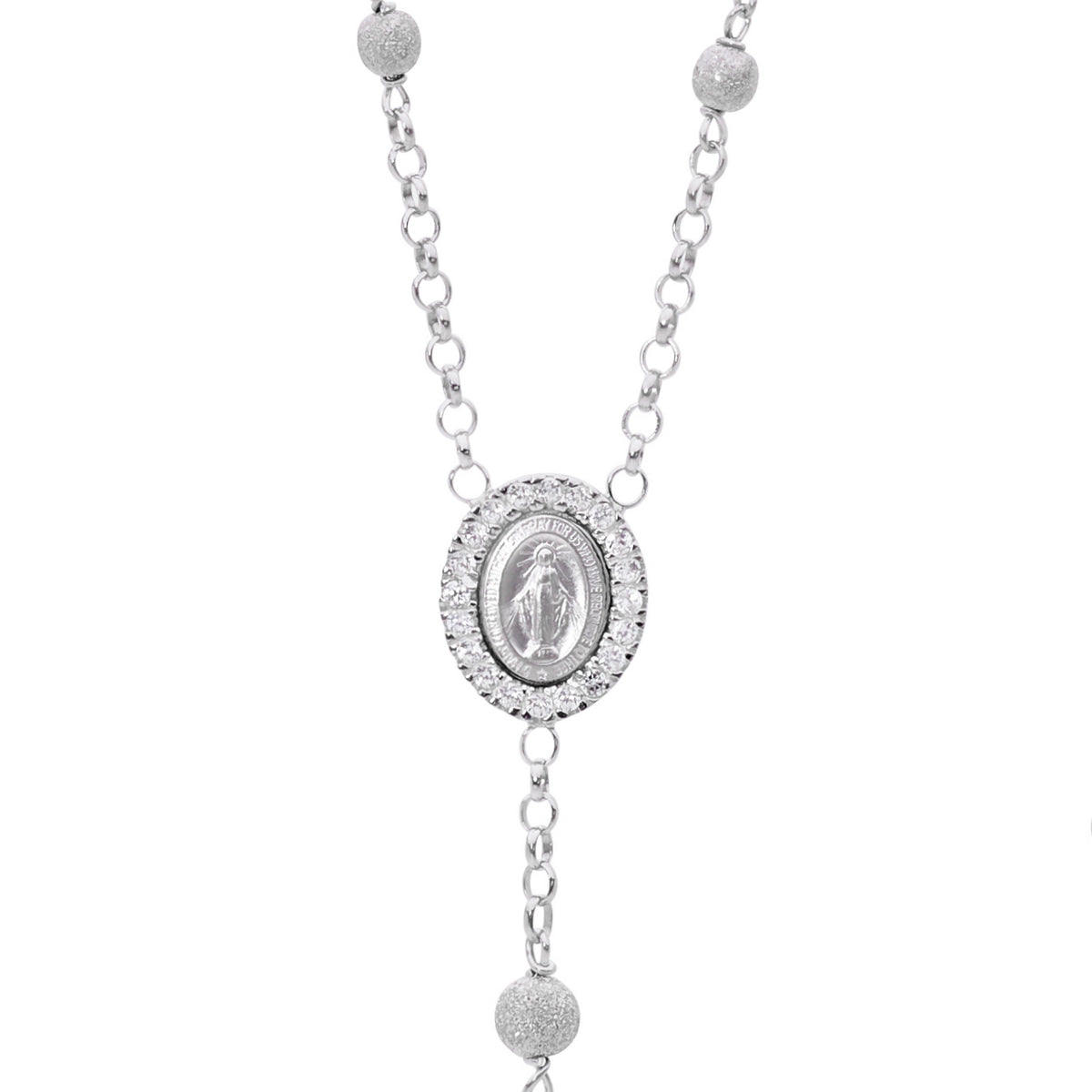 Sterling Silver Star Dust Rosary Bead Necklace