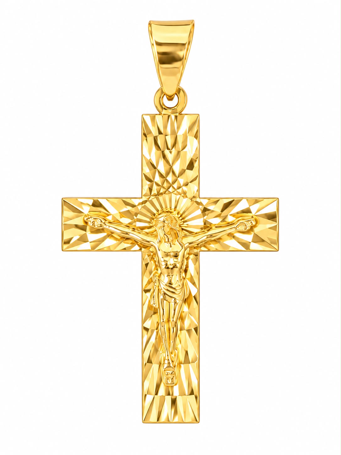18KT Yellow Gold Diamond Cut Cross Pendant