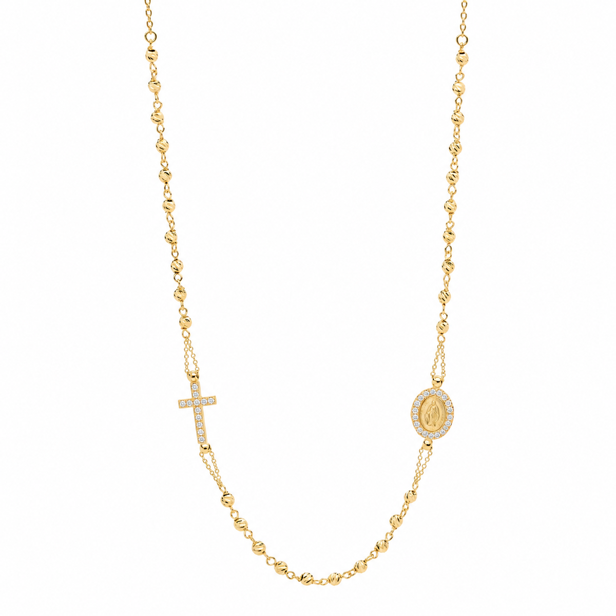 18KT Yellow Gold Rosary Bead Necklace