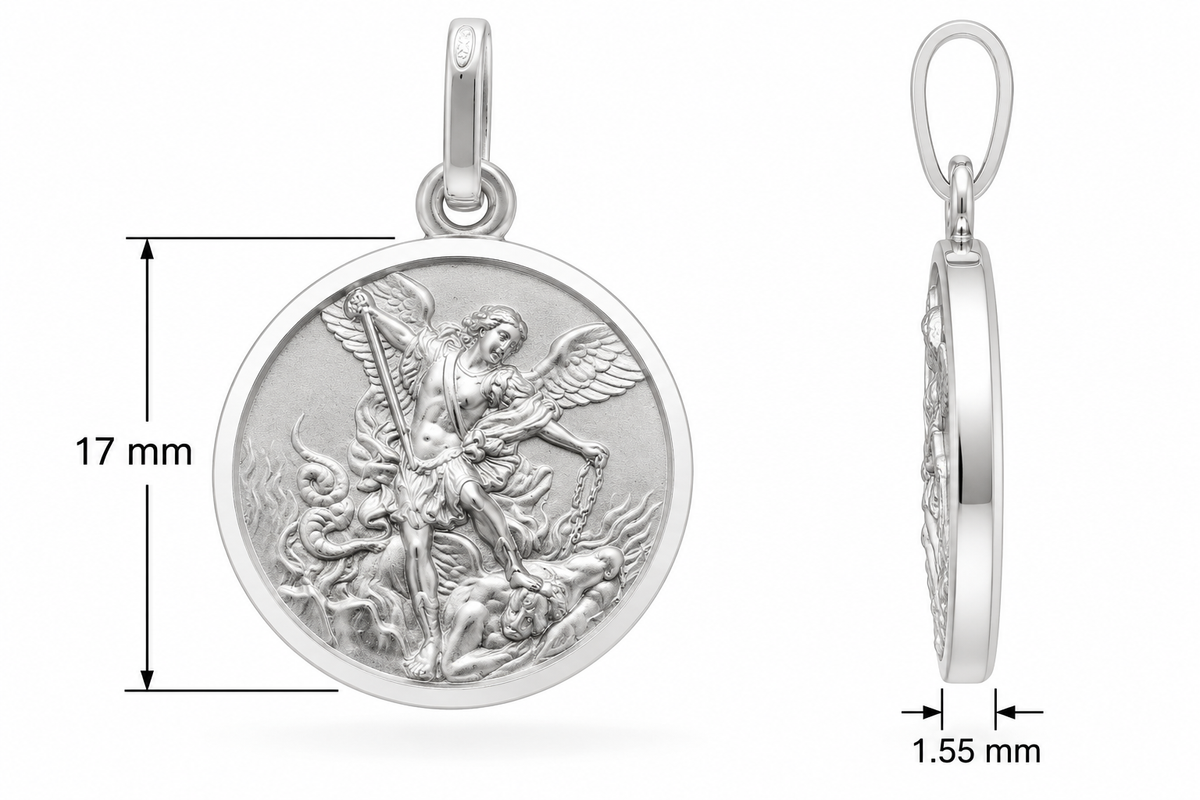 17mm Sterling Silver St Michael Medal Pendant