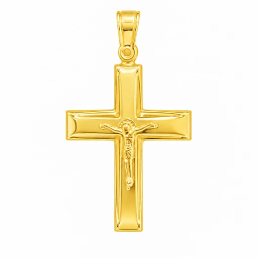 9KT Yellow Gold Crucifix Cross Pendant