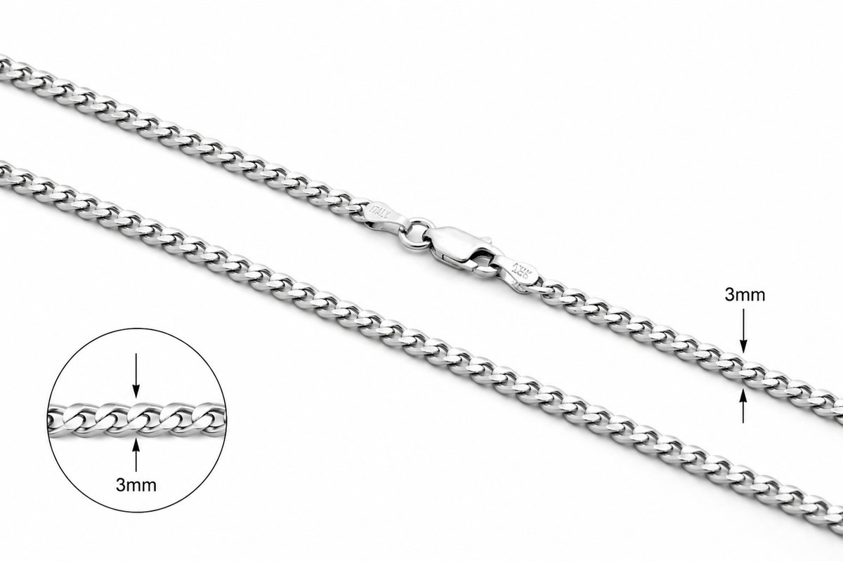 Sterling Silver Concave Curb Chain
