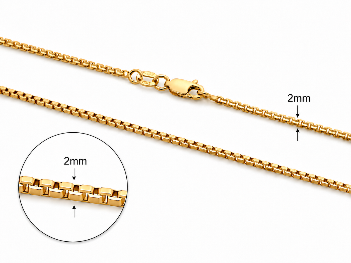 9KT Yellow Gold Concave Box Chain