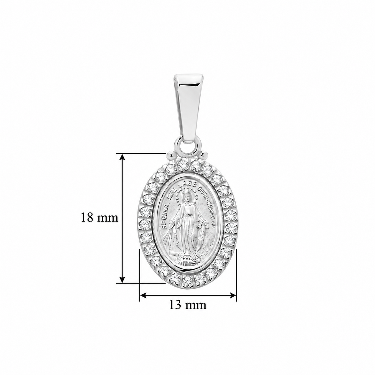 18KT White Gold Lady of Miraculous Diamond Medal Necklace