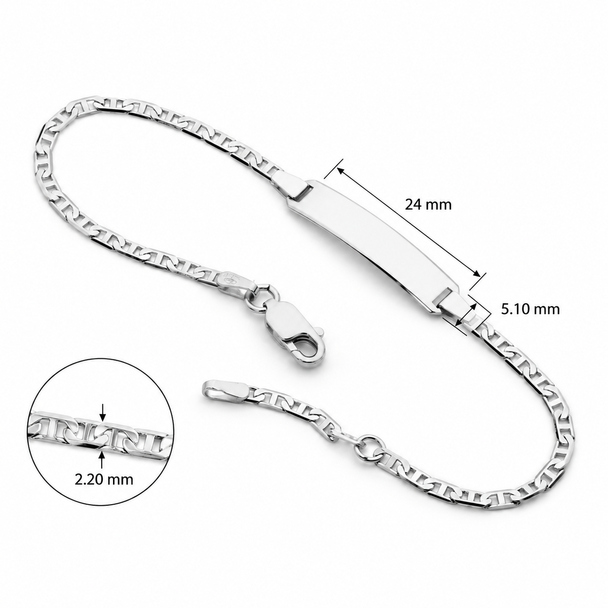 18KT White Gold Baby ID Bracelet