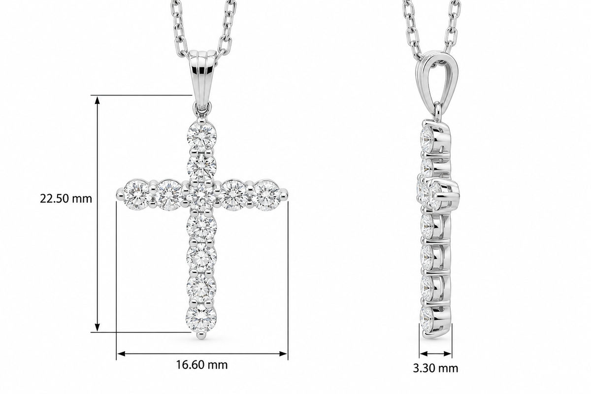 18KT White Gold Diamond Cross Pendant