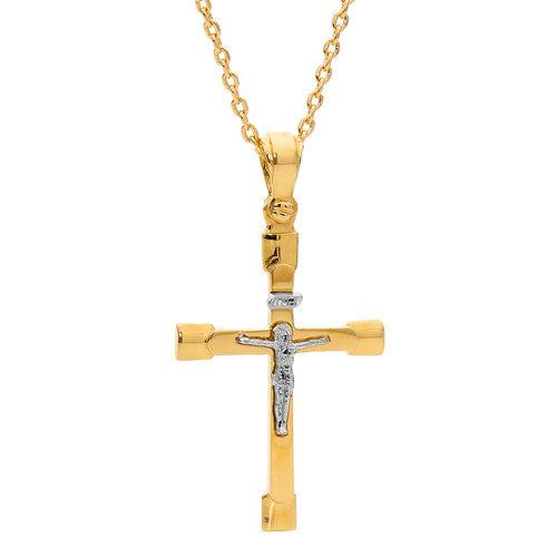 18KT Yellow And White Cross Pendant