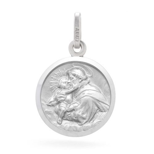 9KT White Gold St Anthony Medal Pendant