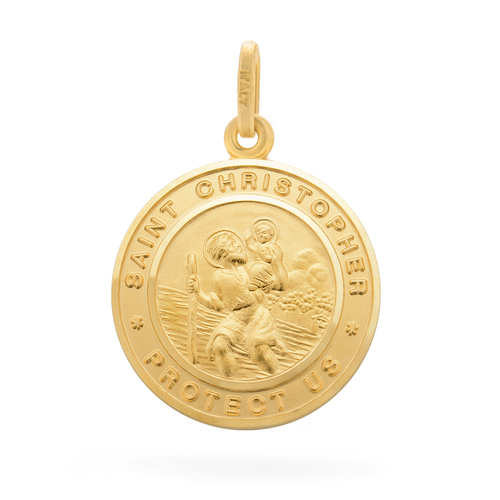  Gold Plated St Christopher with English Script Medal 