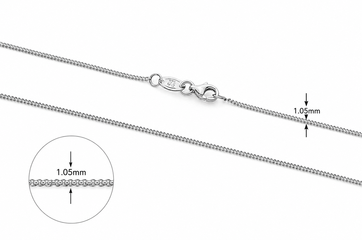 9KT White Gold Curb Chain