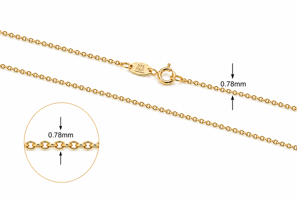 9KT Yellow Gold Diamond Cut Trace Chain