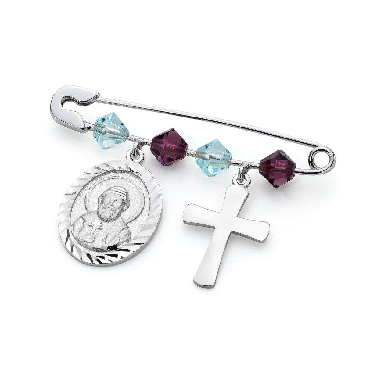14KT White Gold St Charbel Baby Brooch