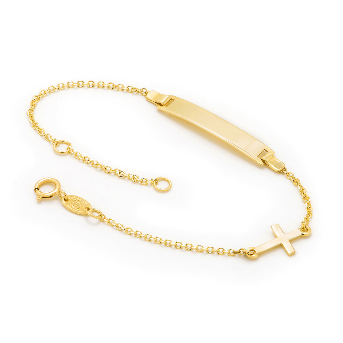18KT Yellow Gold Baby ID Bracelet with Cross