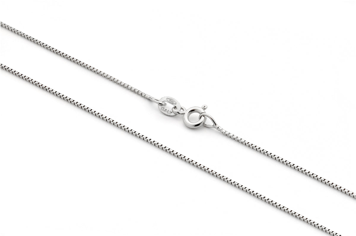 18KT White Gold Round Box Chain