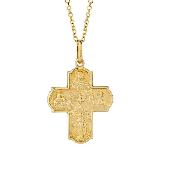 18KT Yellow Gold Scapular Cross Pendant