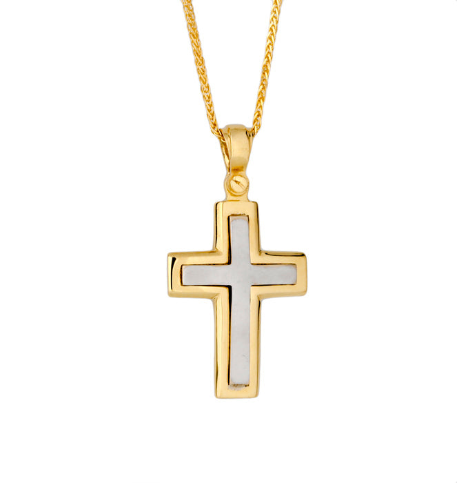 18KT Yellow and White Gold Cross Pendant