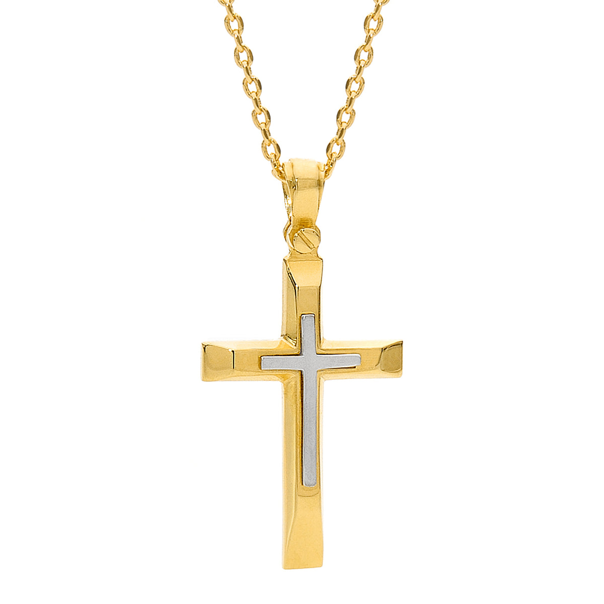 18KT Yellow And White Cross Pendant