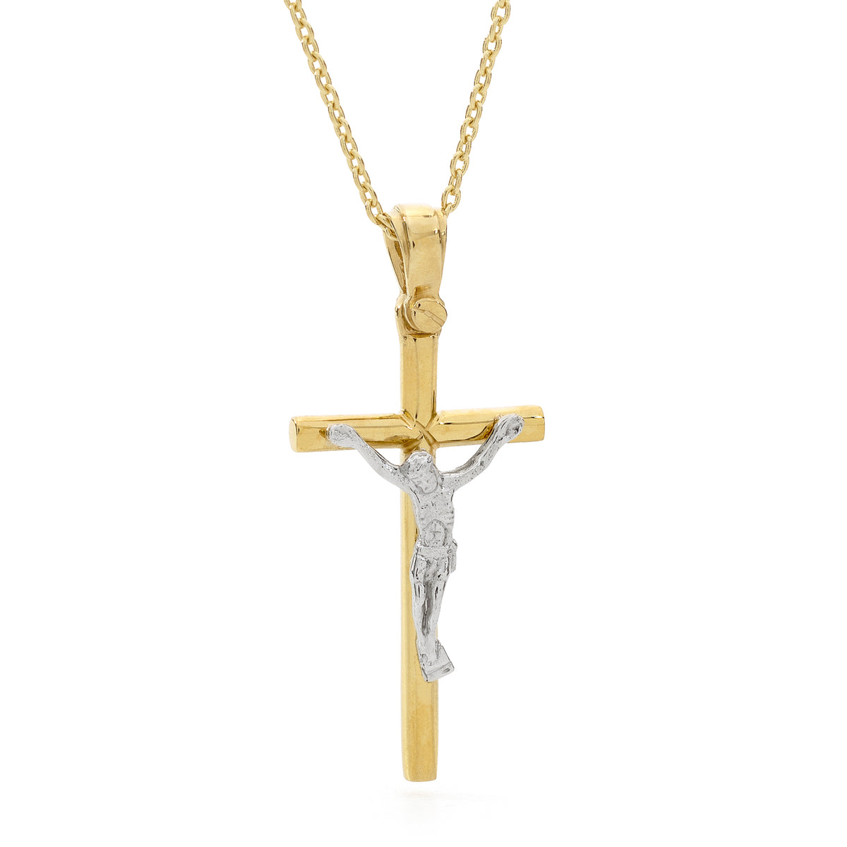 18KT Yellow & White Gold Crucifix Pendant