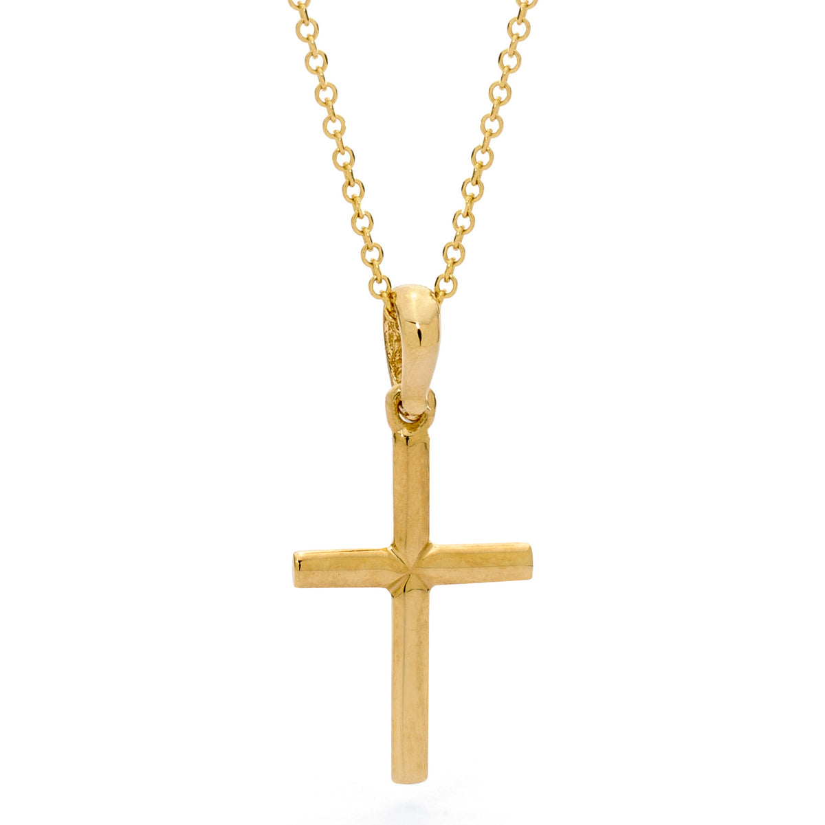 18KT Yellow Gold Plain Cross Pendant (Chain Not Included)