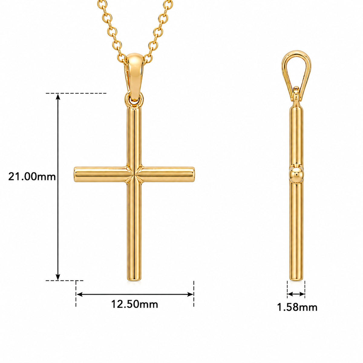 18KT Yellow Gold Round Shape Cross Pendant