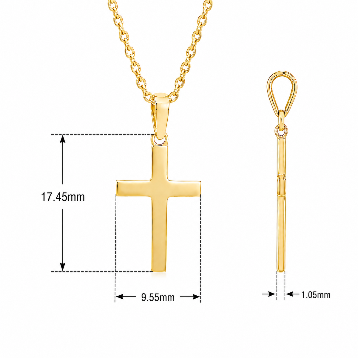 18KT Yellow Gold Flat Shape Cross Pendant