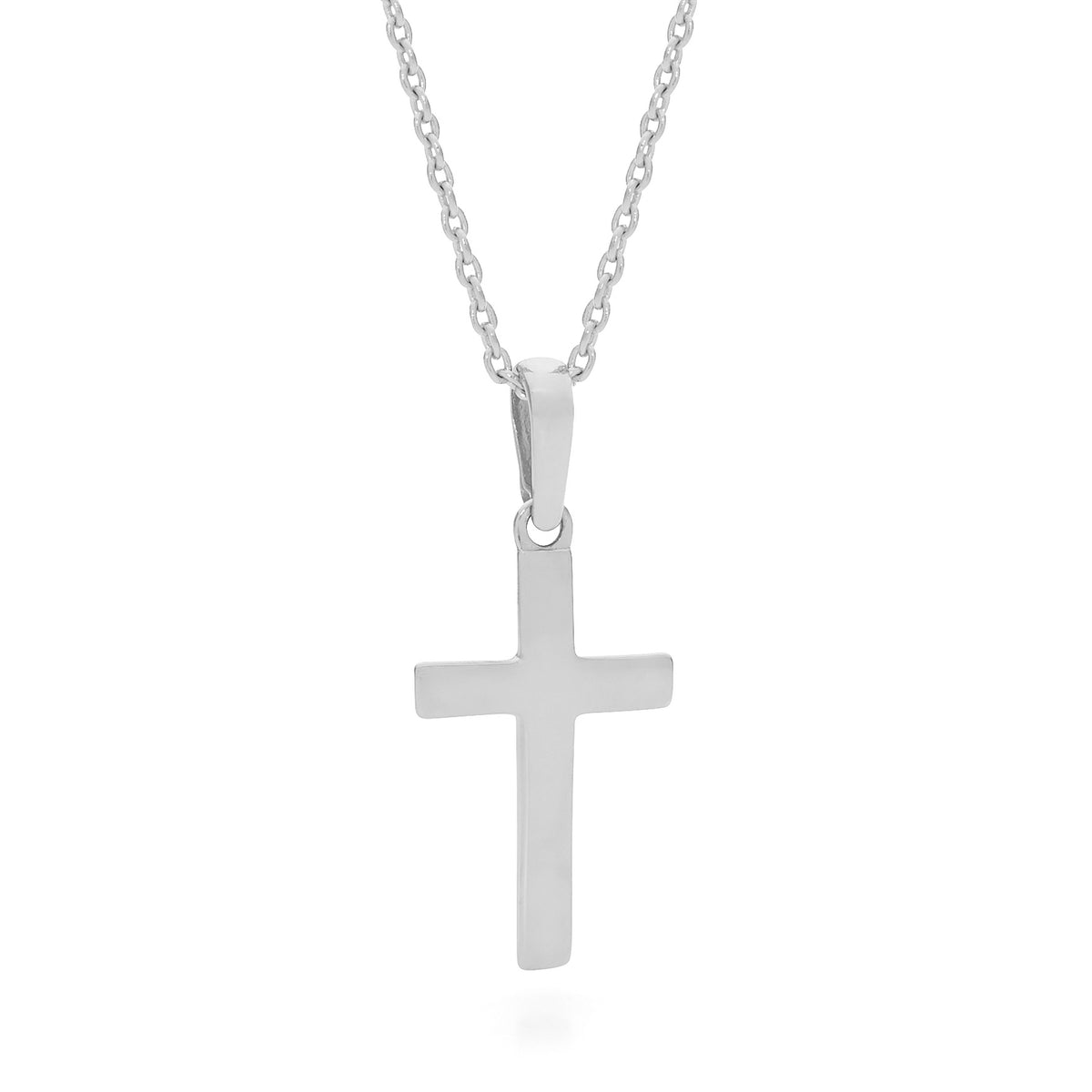 18KT White Gold Flat Shape Cross Pendant