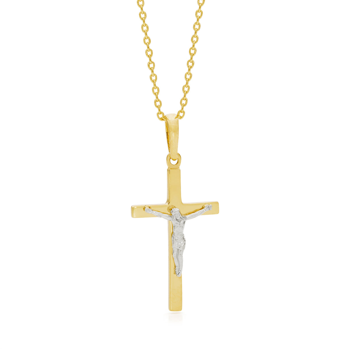 18KT Yellow and White Gold Cross Pendant