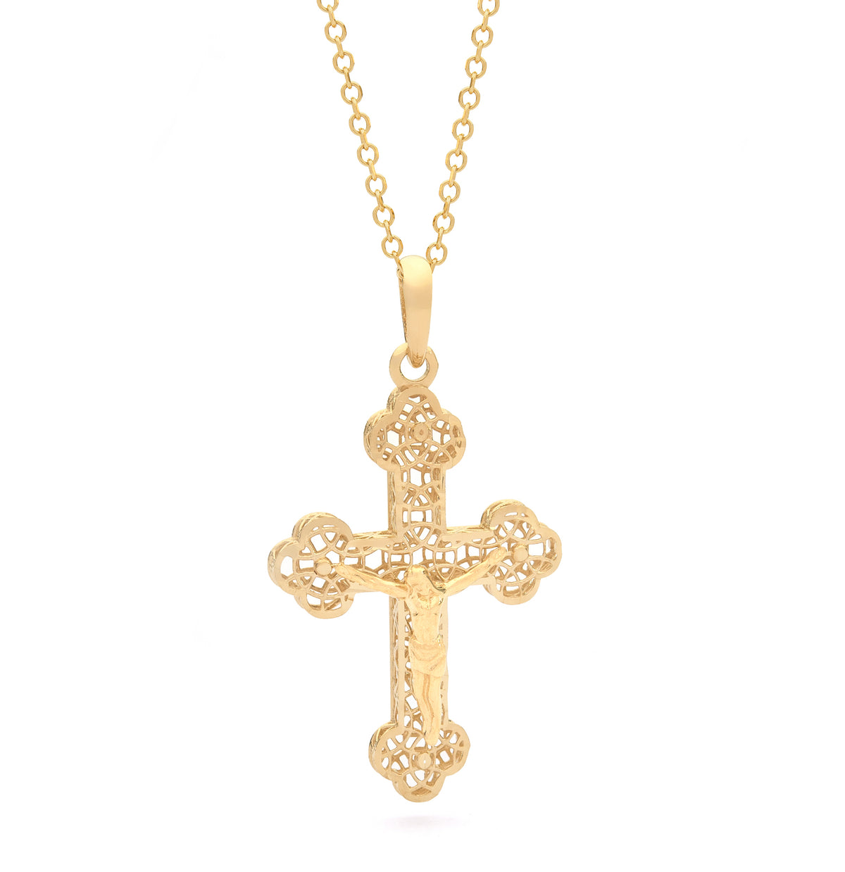 18KT Diamond Cut Yellow Orthodox Cross Pendant
