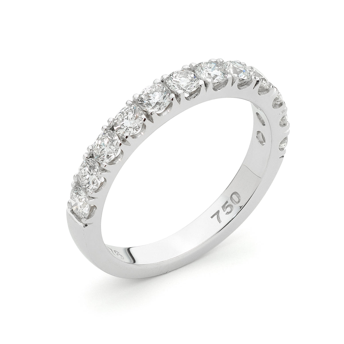 18KT White Gold Eternity Round Diamond Wedding Band
