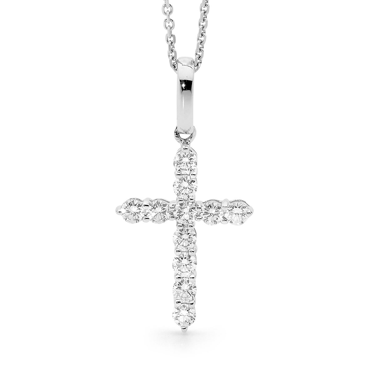 18KT White Gold Diamond Cross Pendant