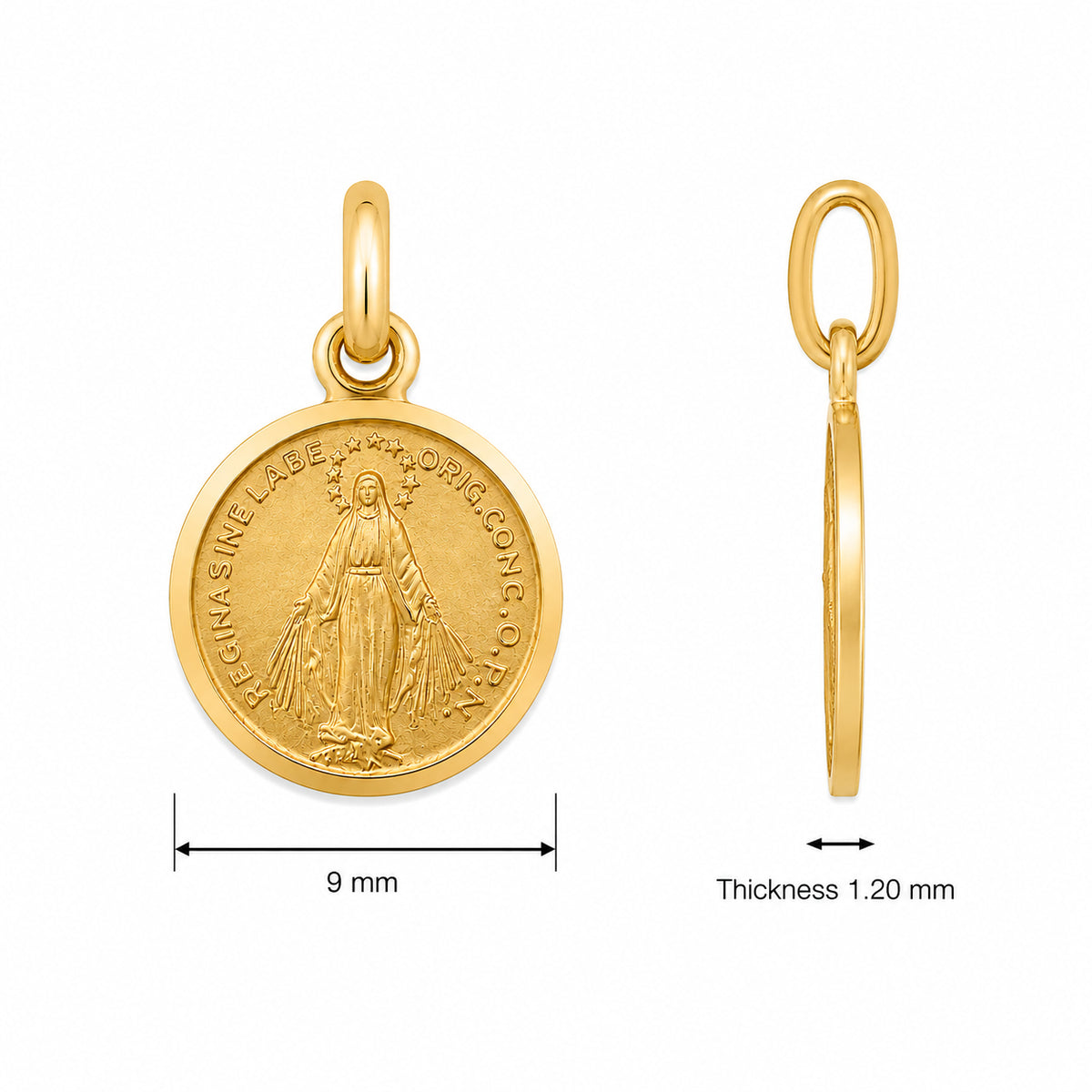 18KT Yellow Gold Our Lady Of Miraculous Medal