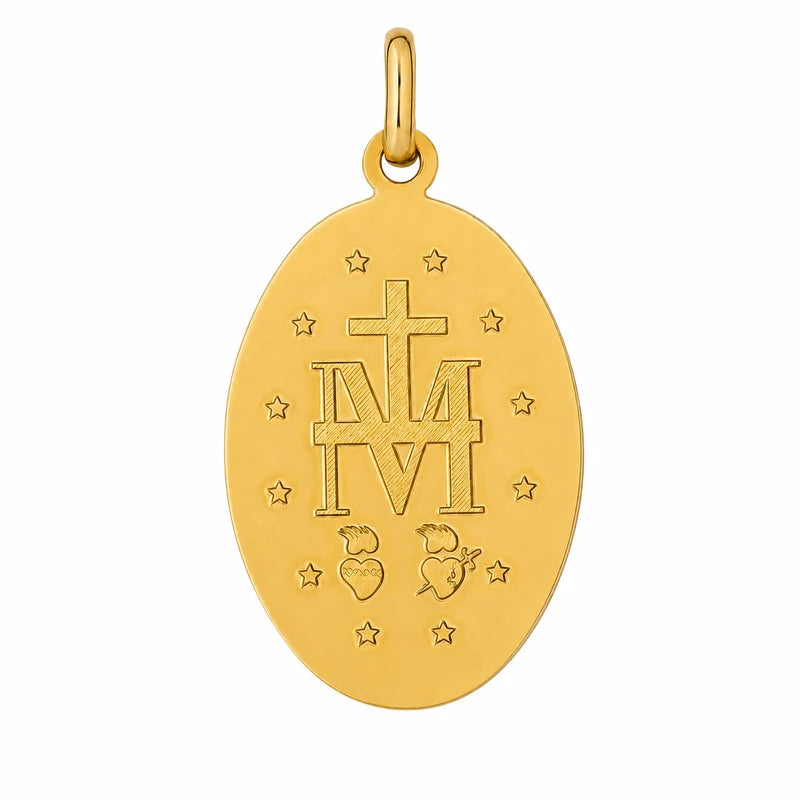20x14mm Gold Plated Sterling Silver Our Lady of Miraculous Medal