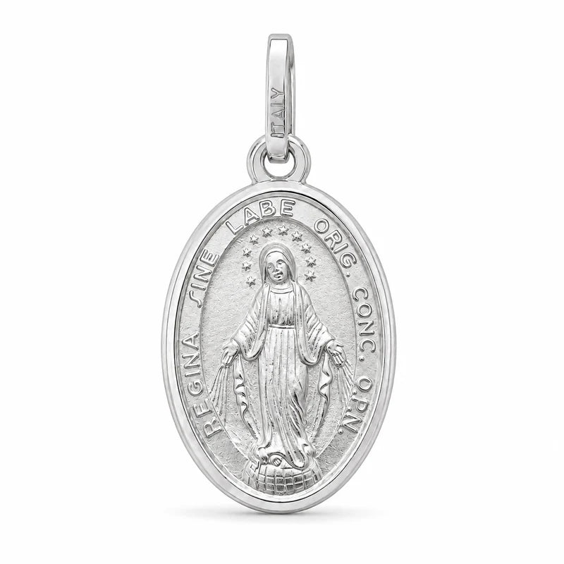 17x12mm Sterling Silver Our Lady of Miraculous Medal Pendant