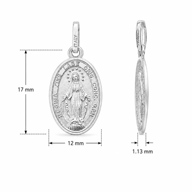 17x12mm Sterling Silver Our Lady of Miraculous Medal Pendant