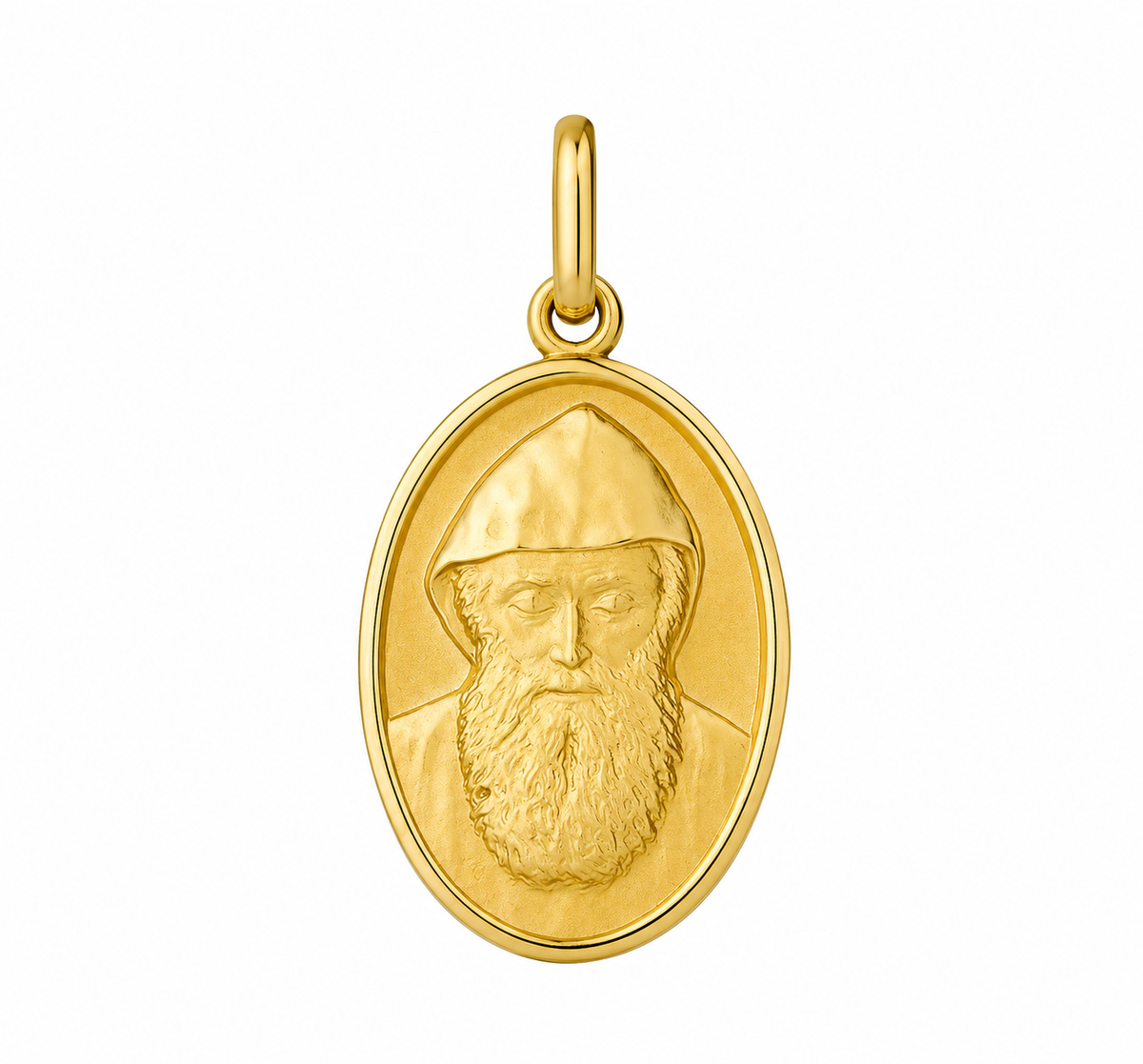 18KT Yellow Gold St Charbel Oval Medal Pendant