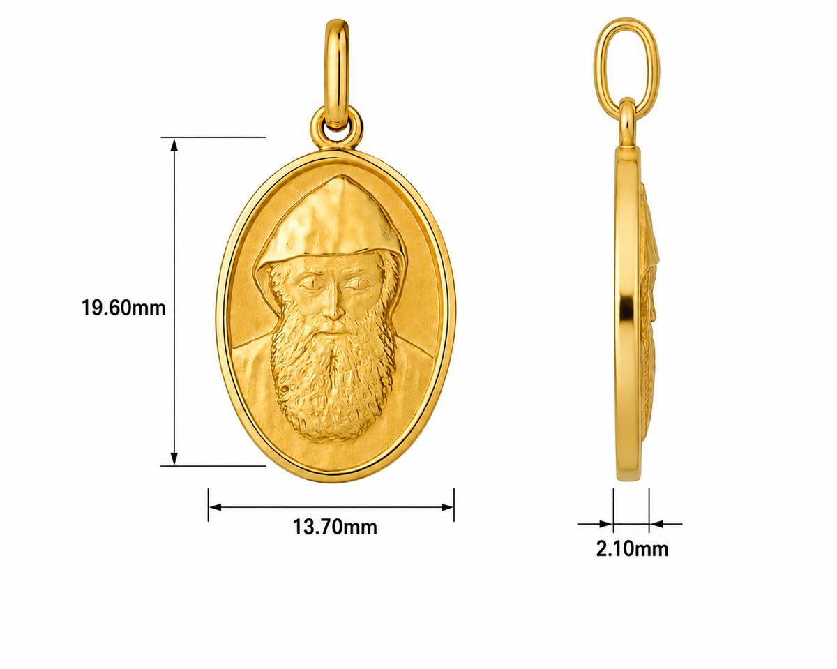 18KT Yellow Gold St Charbel Oval Medal Pendant