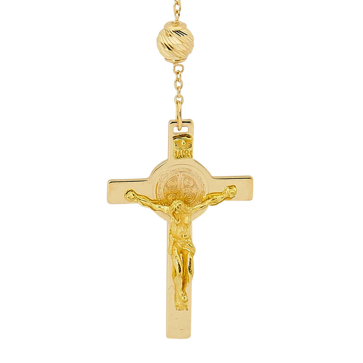 18KT Yellow Gold Rosary Diamond Cut Rosary Necklace