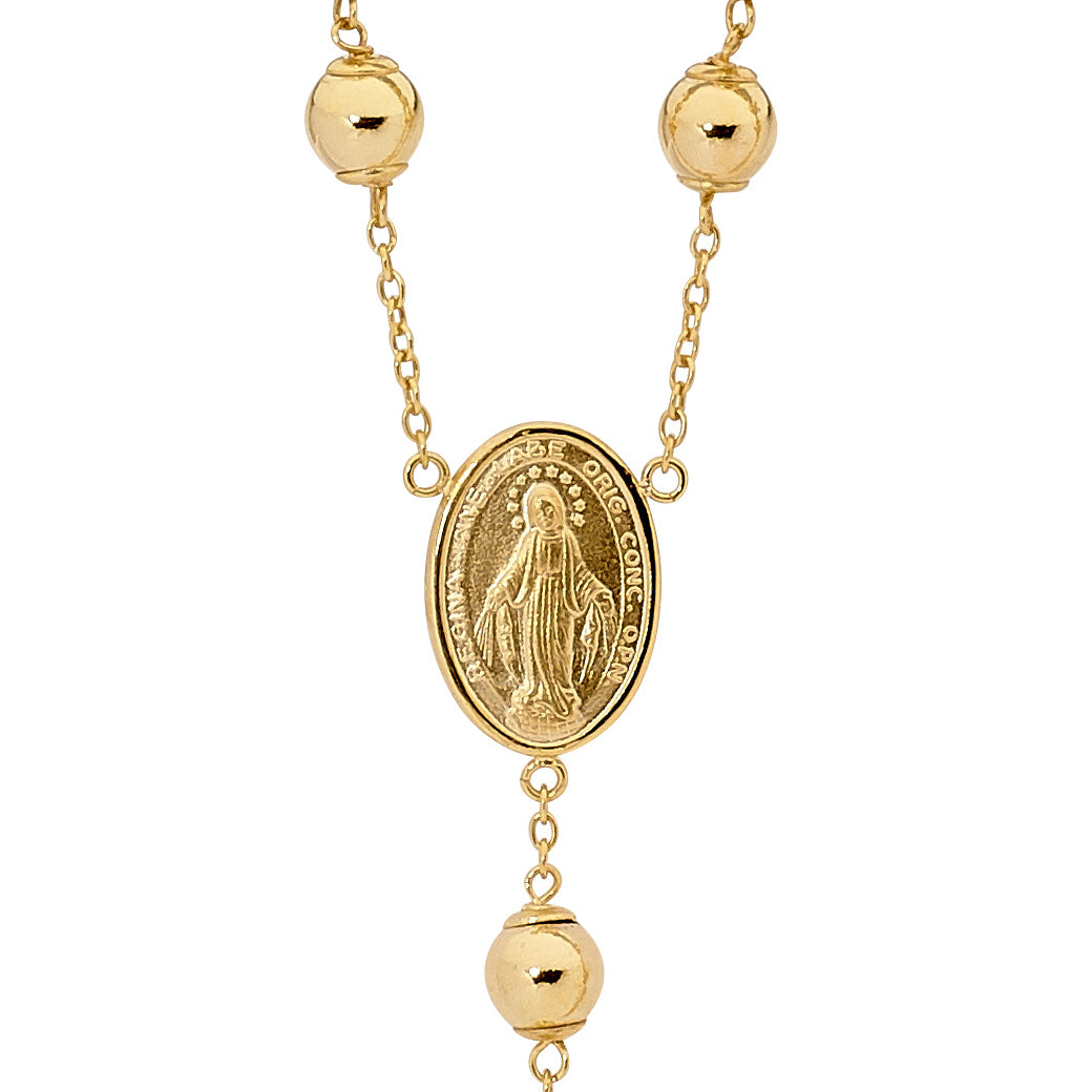 18KT Yellow Gold Rosary Bead Necklace