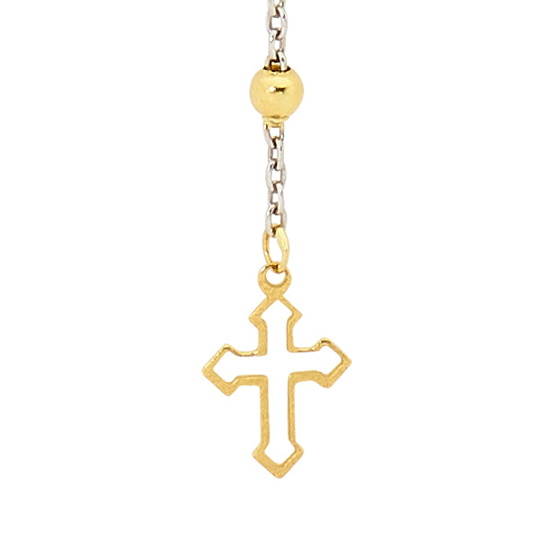 18KT Yellow/White Gold Rosary Bead Necklace