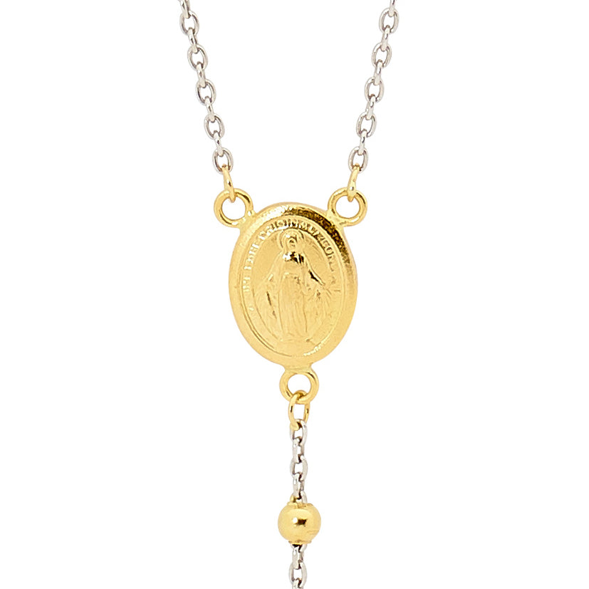 18KT Yellow/White Gold Rosary Bead Necklace