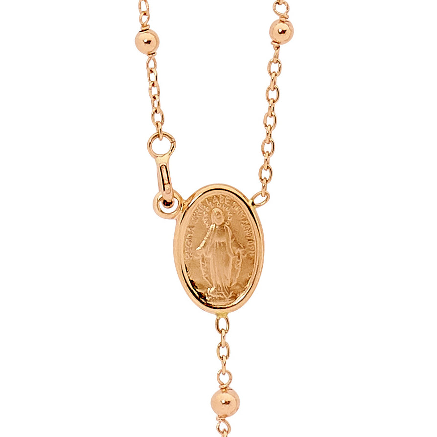 18KT Rose Gold Rosary Bead Necklace