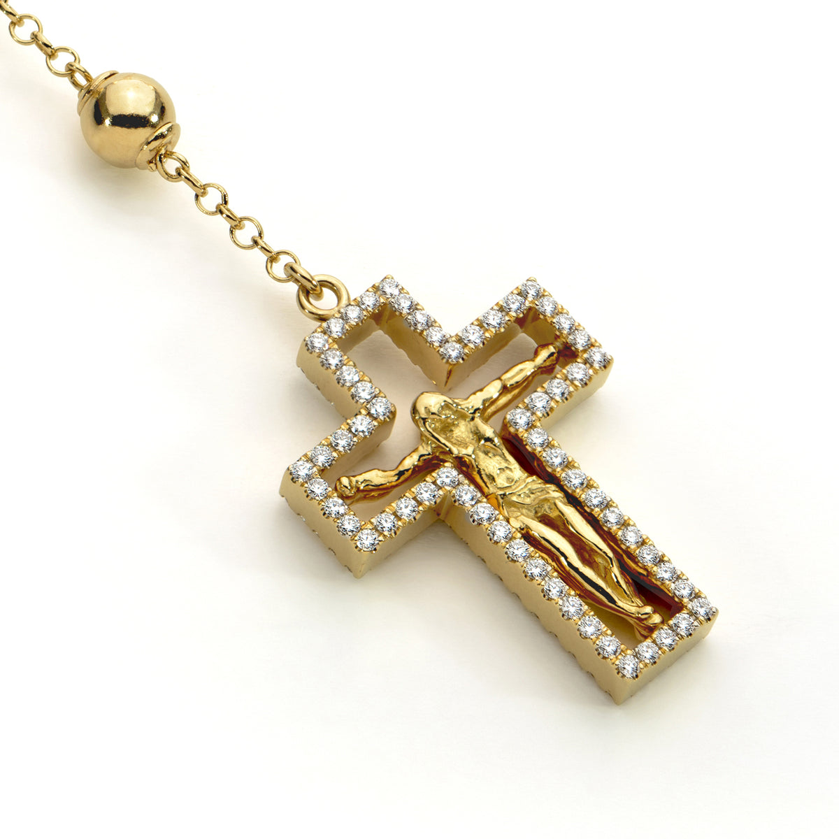 18KT Yellow Gold Diamond Rosary  Necklace