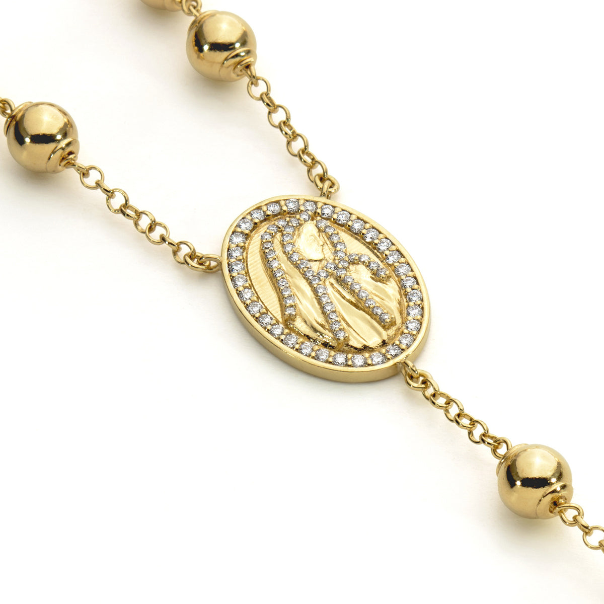 18KT Yellow Gold Diamond Rosary  Necklace