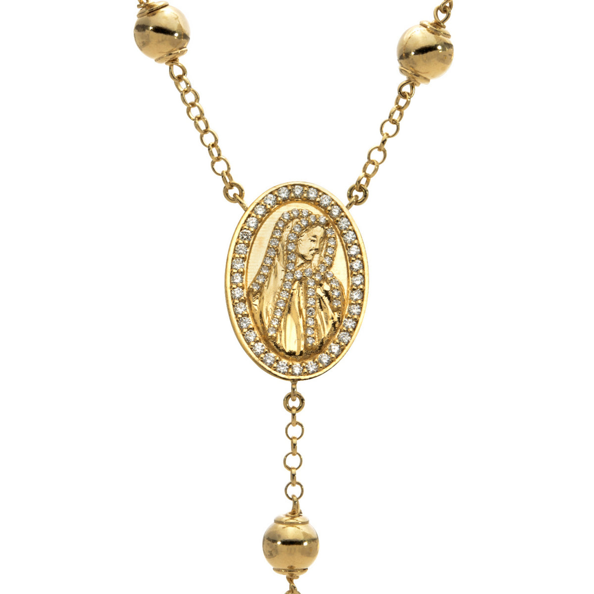 18KT Yellow Gold Diamond Rosary  Necklace