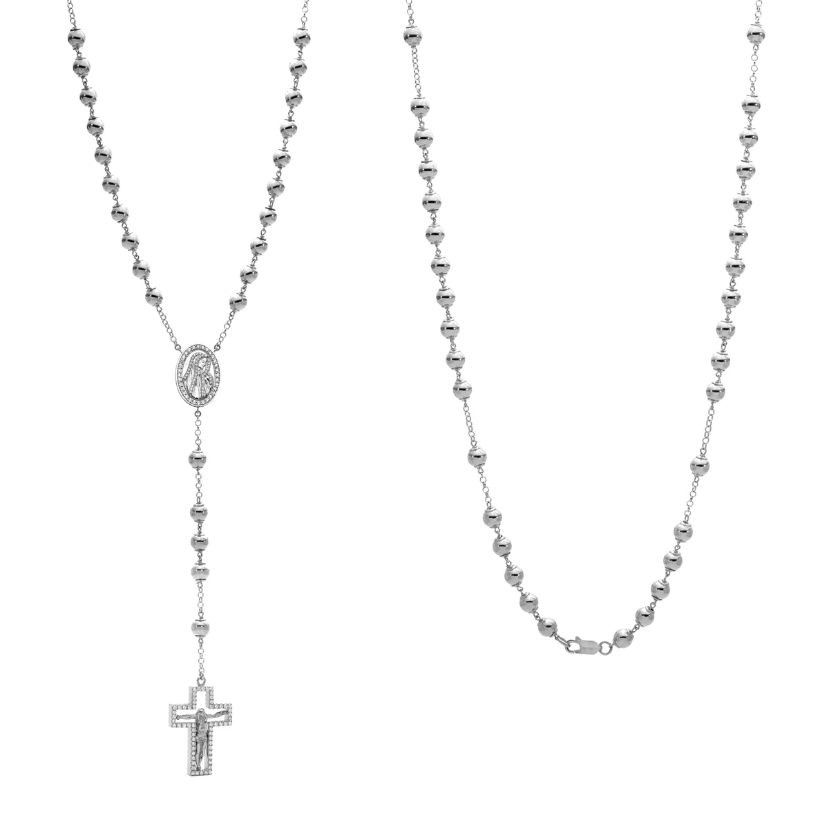 18KT White Gold Diamond Rosary  Necklace