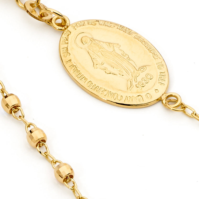 18KT Yellow Gold Diamond Cut Rosary Bracelet