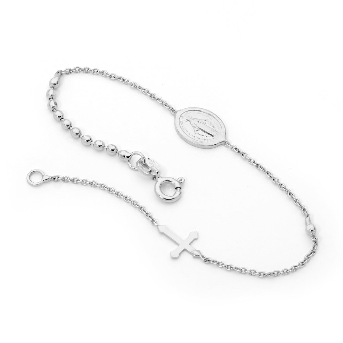 18KT White Gold Rosary Bead Bracelet
