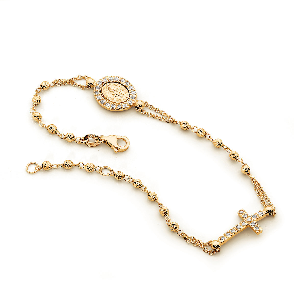 18KT Yellow Gold Diamond Cut Rosary Bracelet