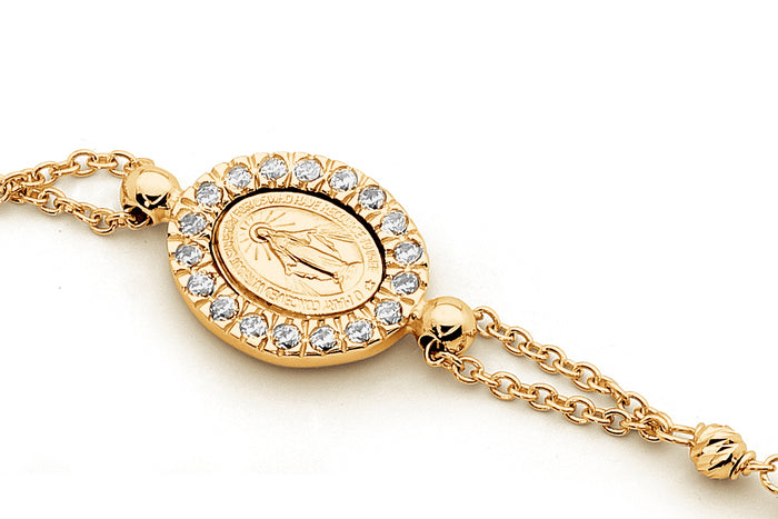 18KT Yellow Gold Diamond Cut Rosary Bracelet